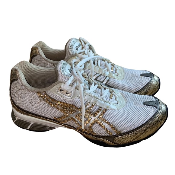 gold bling tennis shoes